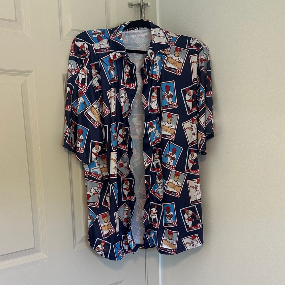 Men's St. Louis Cardinals Trading Cards Casual Button Down Shirt